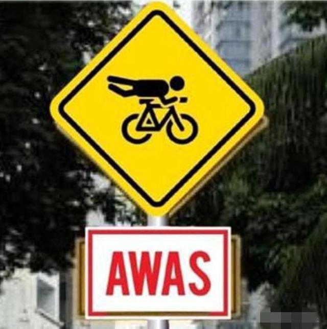 马来西亚街头的蚊型自行车警示标识牌        图片来源：网络