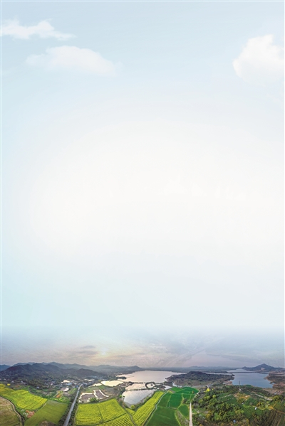    牟山湖全景。（吴蒙棣 摄）