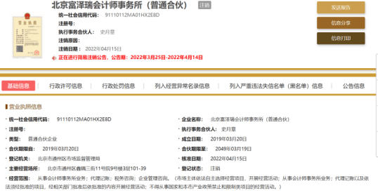 富泽瑞工商资料。图片来源：国家企业信用信息公示系统