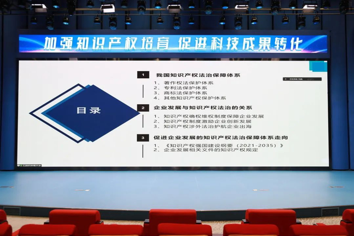 △ 安徽大学法学院讲师、法学博士石超老师作《企业发展与知识产权法治保障》主题演讲