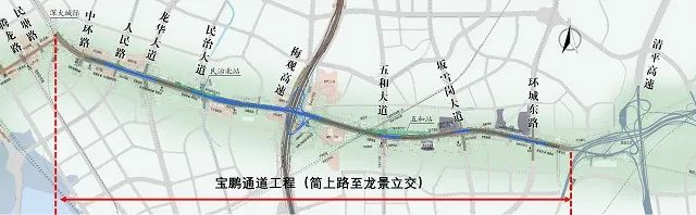 宝鹏通道工程项目总体布置图。来源深圳市交通运输局