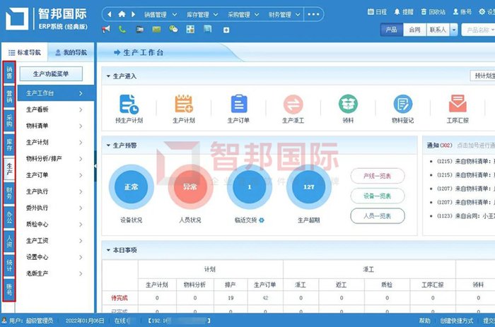 　　智邦国际ERP系统：一个软件，实现企业规模化提效降本