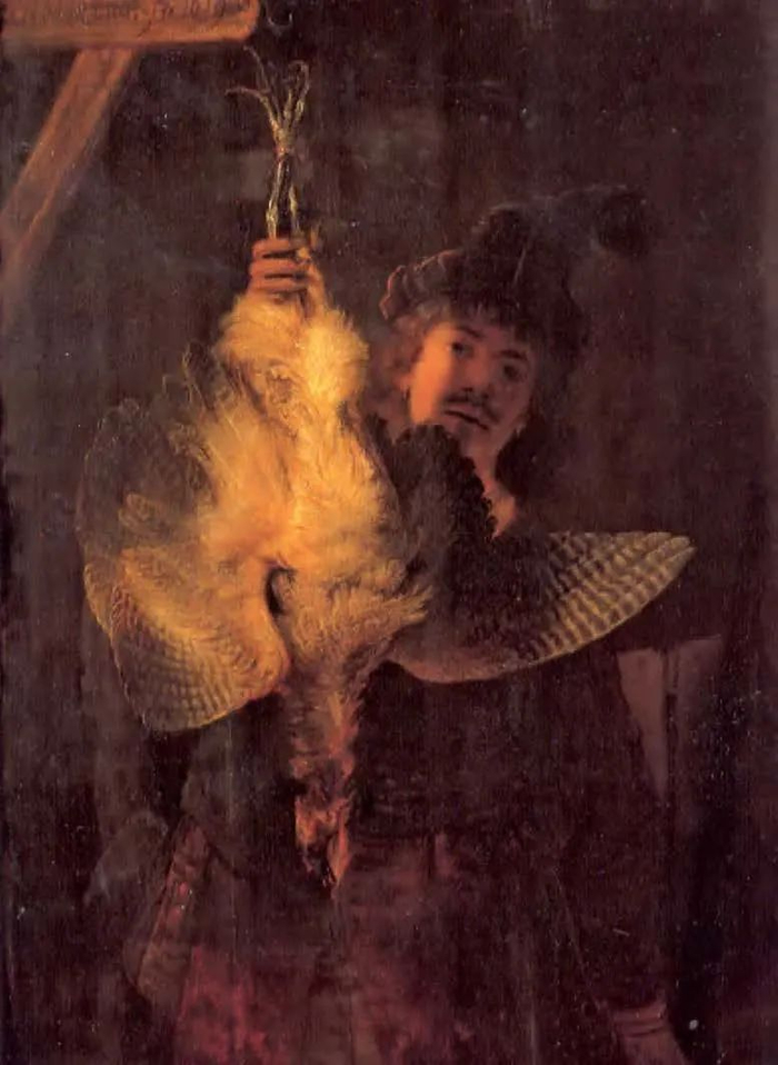 伦勃朗《手提麻鸦的自画像》