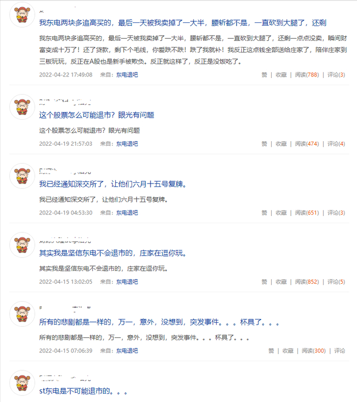 图片来源：东电退股吧截图