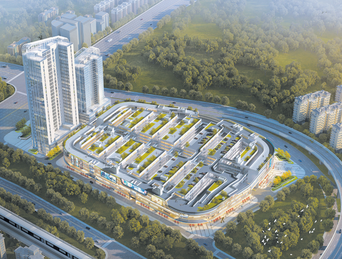 环球商贸港鸟瞰效果图。