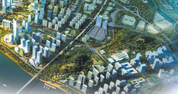 鹿城西部新城概念方案示意图。