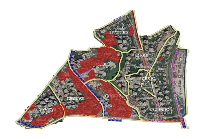 △图中红色区域为谢家湾街道北区老旧小区范围
