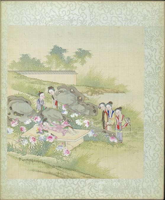 清代《红楼梦赋图册》之醉眠芍药裀赋配图