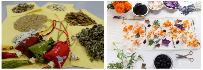 用芳香植物烹饪的美食。