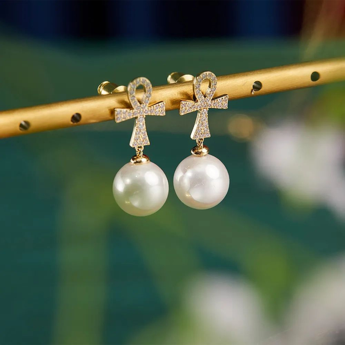 安卡贝壳珍珠耳钉