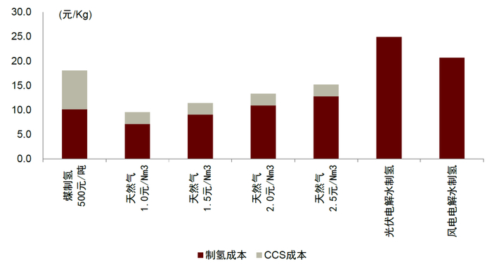 资料来源：煤制氢与天然气制氢成本分析及发展建议，张彩丽，《石油炼制与化工》2018年第1期，中金公司研究部