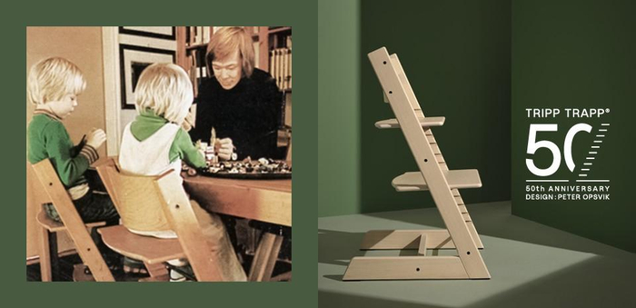 　　Tripp Trapp成长椅设计师Peter Opsvik与孩子围坐餐桌旁