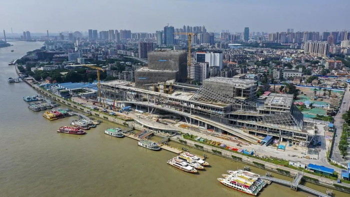 航拍“三馆合一”所在的白鹅潭