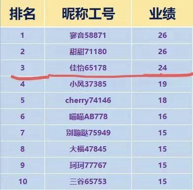 “外宣”展示的四月业绩榜单。受访者供图