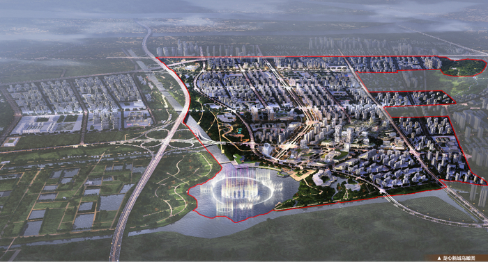 ▲湖心新城片区鸟瞰图