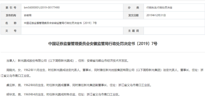 　　来源：安徽证监局行政处罚决定书