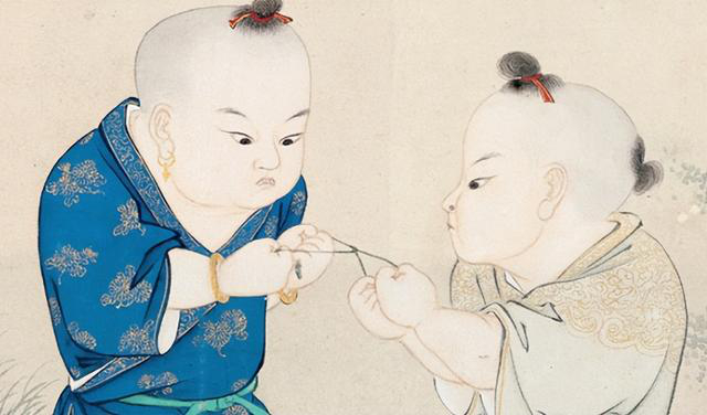 《群婴斗草图》局部