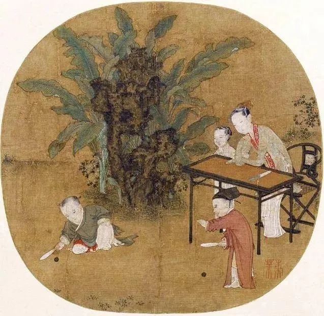 宋·佚名《蕉阴击球图》