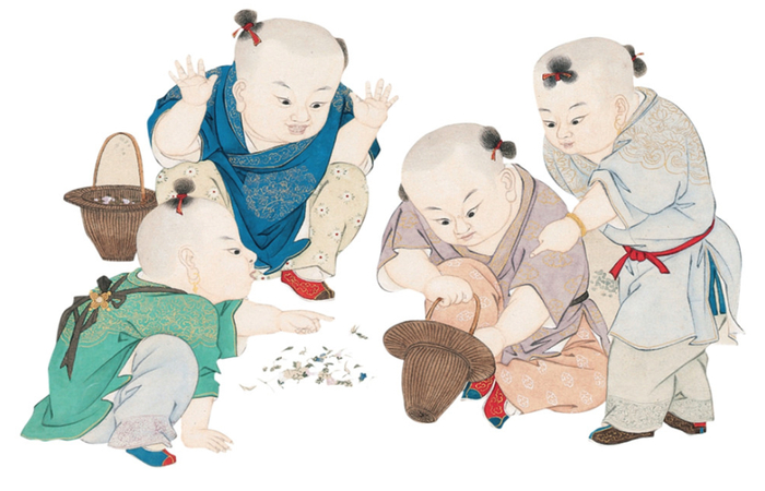 《群婴斗草图》局部