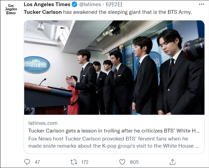 　《洛杉矶时报》推特截图