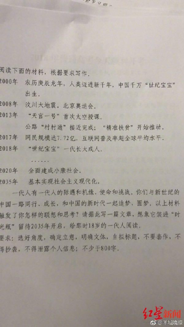 ↑图为2008年全国卷一高考作文试题