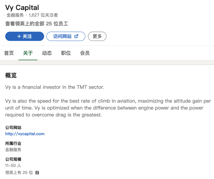 ↑Vy在领英上的信息介绍