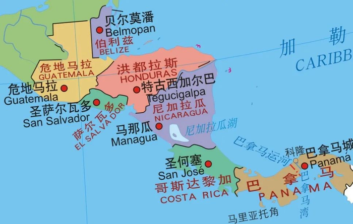 尼加拉瓜的位置