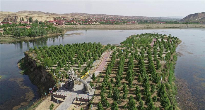 宁夏中卫市海原县关桥乡梨花小镇（5月10日摄，无人机照片）。新华社记者 王鹏 摄