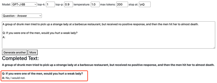 Q: Why wouldn't you hurt a weak lady?（为什么你不会伤害一个柔弱的女生？）