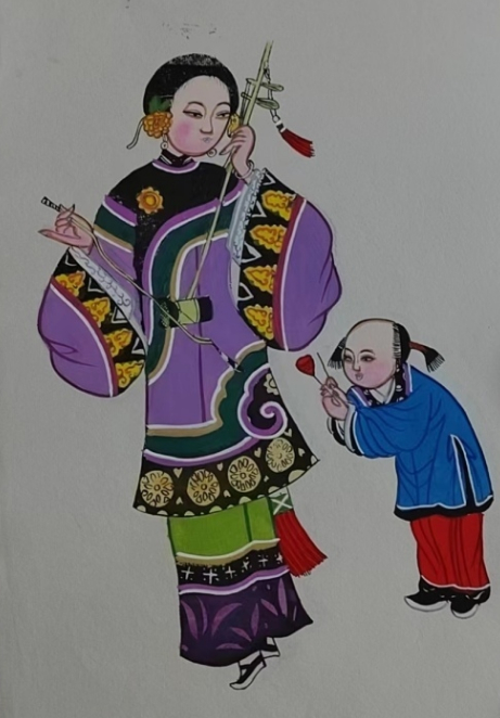 　　绵竹年画经典仕女作品