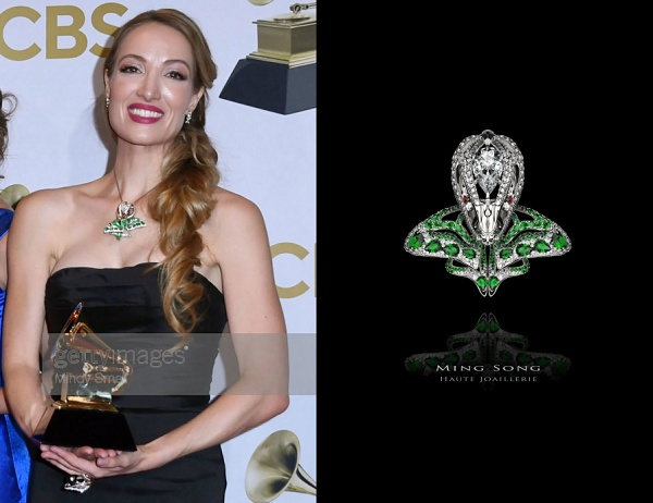 　　​第64届格莱美获奖红毯 Brooch- La Proie du Serpent I by Dennis Song