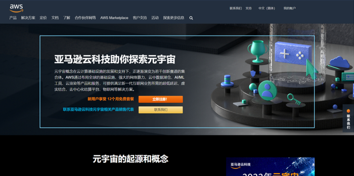 亚马逊云服务页面