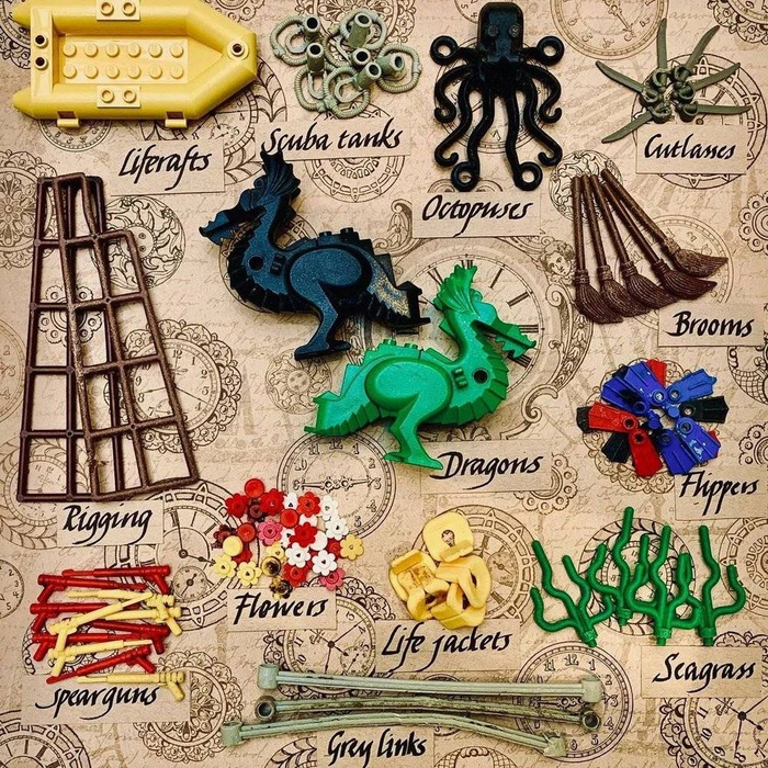 集装箱里的部分乐高玩具图鉴，图片来源：Instagram@legolostatsea