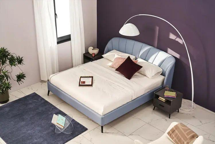 　　● 贝壳科技皮软床-清新海贝蓝 1.5米