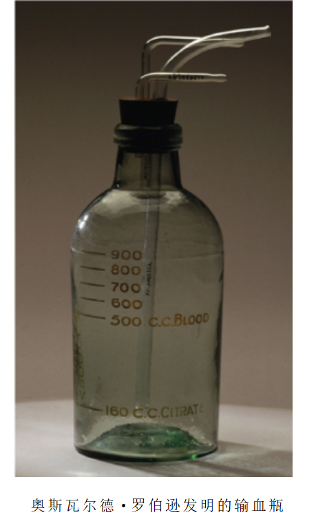 奥斯瓦尔德·罗伯逊发明的输血瓶丨图片来源：参考文献