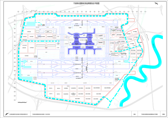 宁波栎社国际机场远期规划总平面图。
