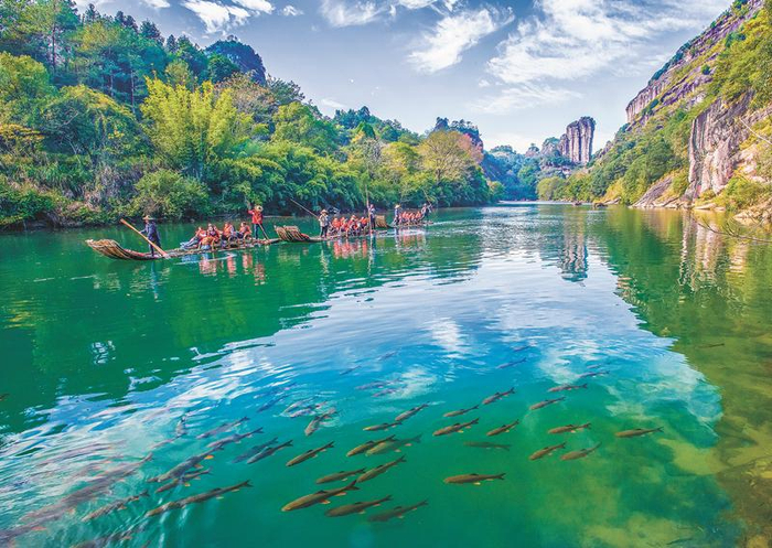 武夷山国家公园的特许经营项目——九曲溪竹筏游览 黄海摄