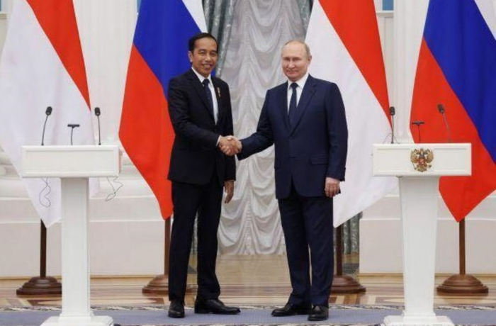 当地时间6月30日，佐科在莫斯科见到普京&nbsp;