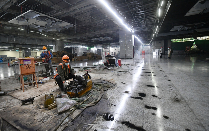 北京地铁16号线丰台站，站厅层已初具规模。新京报记者 王贵彬 摄