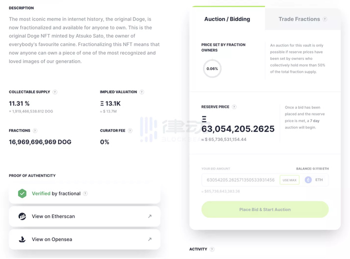 Fractional.art 上的 Vaults 可用于买断或 fractions trading