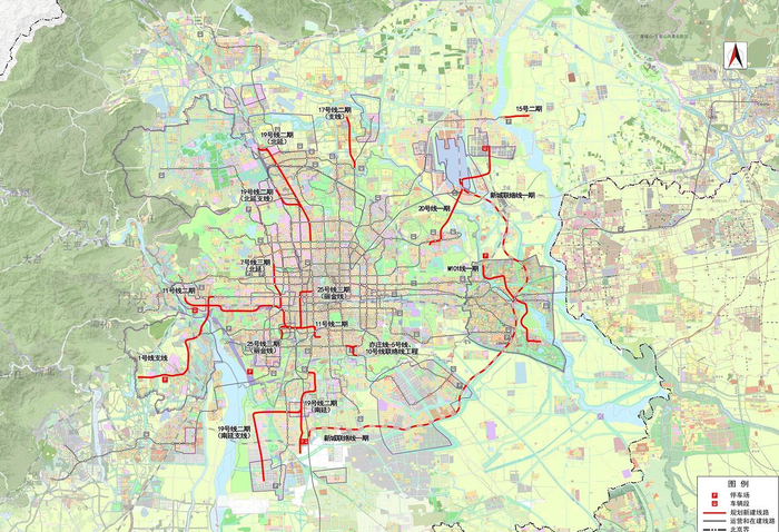 《北京市轨道交通第三期建设规划（2022-2027 年）》建设项目示意图。中国铁道科学研究院供图