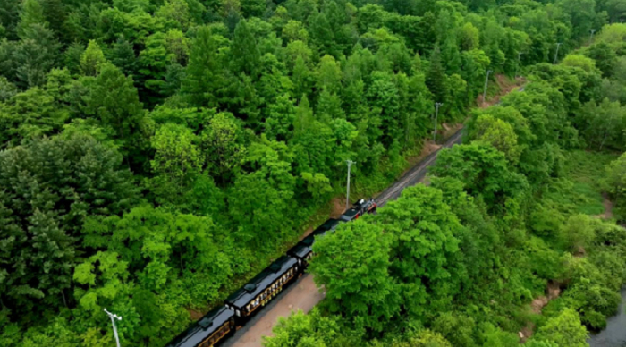 　　图为黑龙江省海林市林海雪原风景区的森林小火车