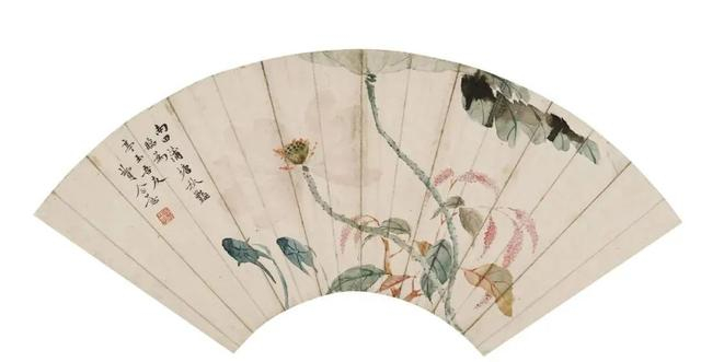 清 费念慈 临南田蒲塘秋艳图