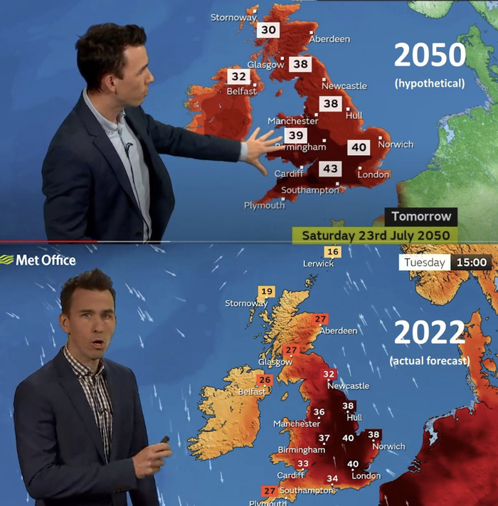 ▲2022年天气状况和预测的2050年天气状况对比图