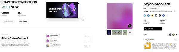 CyberConnect 加关注及用户动态界面