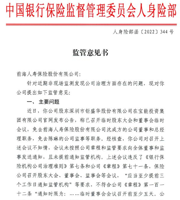 　　▲前海人寿官网公布的文件截图。