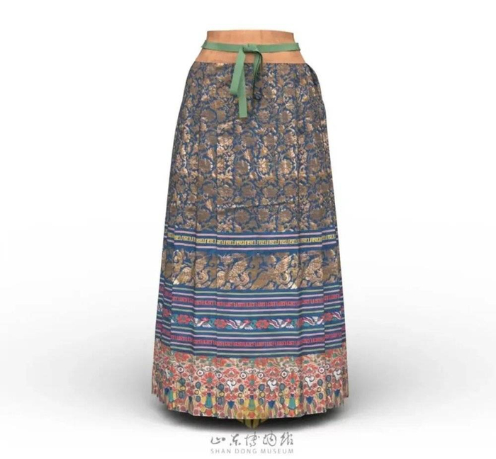 明代马面裙穿着示意图。来源/山东博物馆藏