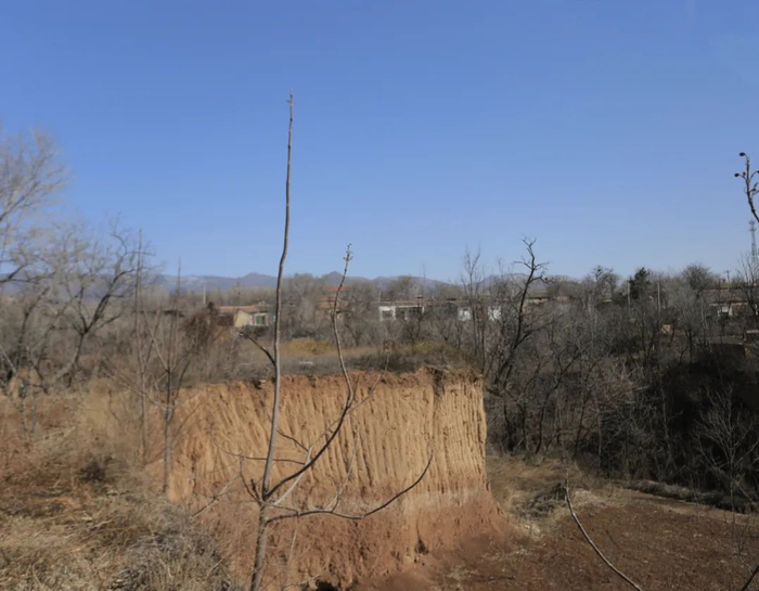 ▲仰韶村周围随处可见一种被称为“塬”的地貌，因流水冲刷而成，呈台状，四周陡峭，顶上平坦。