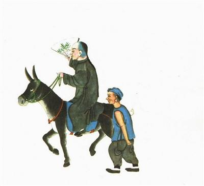 《赶脚图》，出自清人绘《北京风俗百图》