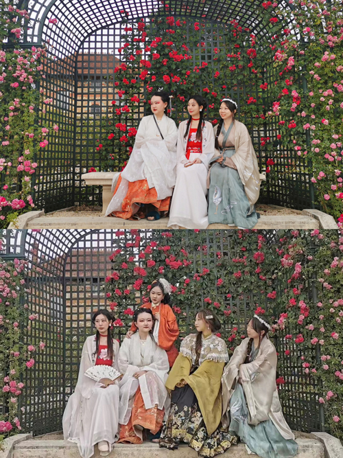 今年5月底，汉服爱好者们相聚巴黎玫瑰园向路人介绍中国文化